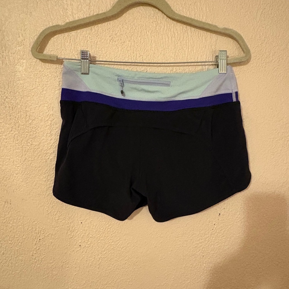 lululemon athletica Black Shorts with Light Blue & Purple Waistband